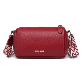 Miss Lulu Cross Body Bag Women Genuine Leather Ladies Handbags & Shoulder Bags Crossbody Bag with Adjustable Strap (Red)