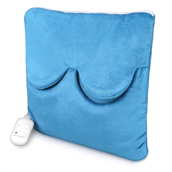 Navaris 2-in-1 Electric Heating Pad and Foot Warmer - 38 x 38 cm 2 Heat Levels 45 W Washable - Heat Cushion for Back Neck Shoulder Feet Blue