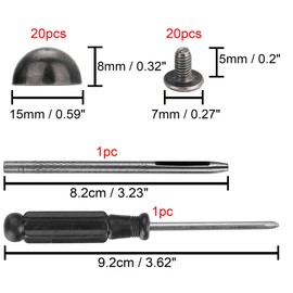 YORANYO 20 Sets 15X8MM Dome Spikes and Studs 19/32" Handbag Feet Gun Metal Round Spikes Screw Back Studs and Spikes for Clothing Shoes Leather Craft Belts Bags Accessories with Installation Tool