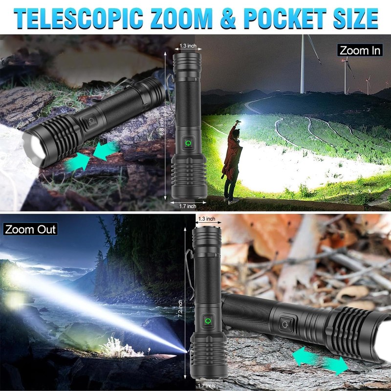 Chasinglee LED Torch, 500,000 Lumens Super Bright LED Torch -