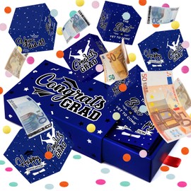 Giftota Bachelor Gift 2025, Upgrade DIY Surprise Box Pop Up Explosion Box with Confetti, Graduation Money Gift Packaging, Gifts for Bachelor Master Graduation - Blue