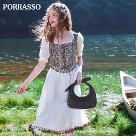 PORRASSO Women's Clutch Bag, Ribbon, Cute, Summer, Knitting Bag, Small Size, For Summer, Women's, Bag, Adult, Kids, Stylish, Yukata, Commuting to Work, School, Summer Festival, Popular, Fireworks