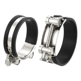 sourcing map 2Pcs T-Bolt Hose Clamp Working Range 74-79mm Rubber Cushioned Intake Intercooler Clamps Adjustable Tube Clamps for Tubes Pipes