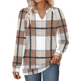 Fall Clothes for Women Long Sleeve Shirts Early Fall Fashion Outfits 2025 Ladies Sweaters Tunic School Outfits Teacher Plaid L