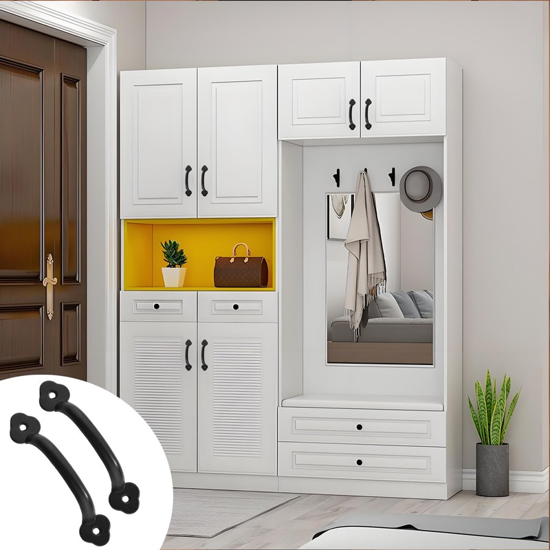 12 Pcs Barn Door Handles, 3.2 Inch Hole Center, Black