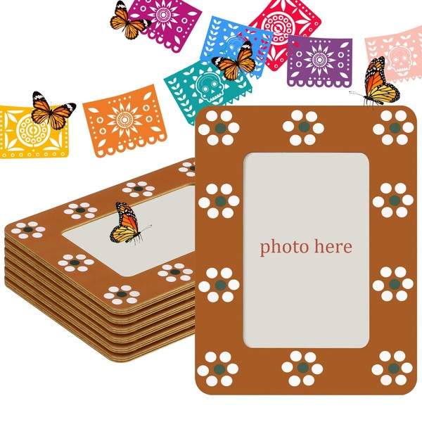 Chunful 6 Pcs Mexican Flowers Picture Frames for Dia De