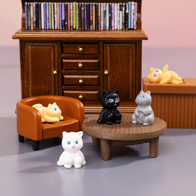 jrootouh 20 Pcs Mini Resin Cat Tiny Animal Miniature Figures