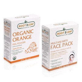 Root2leaf Organic Orange Peel Powder & Fuller Earth Powder | Bentonite Clay For Skin Pore Purifying Face Mask & Dirt Remover for Men and Women (100 Gms)