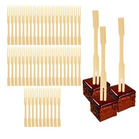 50 Mini Bamboo Cocktail Forks, Wooden Canape Sticks, Cocktail Picks for Parties, Cupcakes, Fruit Bamboo Paddle Skewers, Wooden Barbeque Sticks, Cocktail Picks 15cm 25cm 30cm (50 Cocktail Forks)