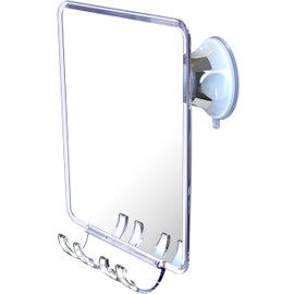 Luxo Shower Mirror, Shower Mirror fogless for Shaving with a Removable Razor Holder - Shaving Mirror for Shower with a Powerful Suction Cup - Shatterproof fogless Mirror for Shower