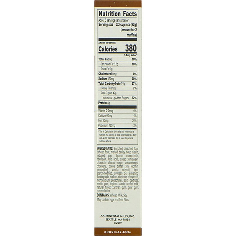 Krusteaz Chocolate Chunk Muffin Mix - No Artificial Flavors/Preservatives -