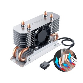 ineo Aluminum M.2 SSD Heatsink 30mm High Speed PWM Fan + Two Pure Copper Heat Pipes + Multi-layer Heatsink Deck + Thermal Pad Design Provides Powerful Cooling for NVME/NGFF/SATA M.2 SSD [M-3 Fan]