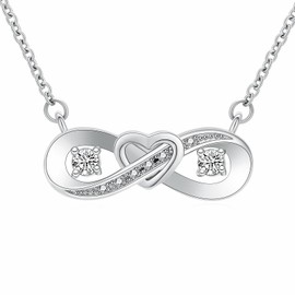 Infinity Love Urn Pendant Stainless Steel Snake Chain Cremation Jewelry for Ashes for Woman Free Filling Tools Include (New-Silver-White)