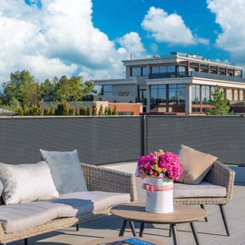 HENG FENG Balcony Screen Privacy Protection 90X500cm HDPE UV Protection Wind Resistant for Garden Patio with Cable Ties,Anthracite