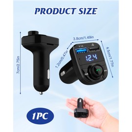 Car Wireless Bluetooth 5.2 FM Transmitter with 2 USB Fast Charger 5V/3.1A and 1A Ports, Mp3 Audio Music Stereo Adapter with Built-in MIC Hands-Free Calling Support SD TF Card USB Disk