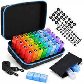 Monthly Pill Box Organiser 3 Times a Day with Hard Travel Case 31 Day