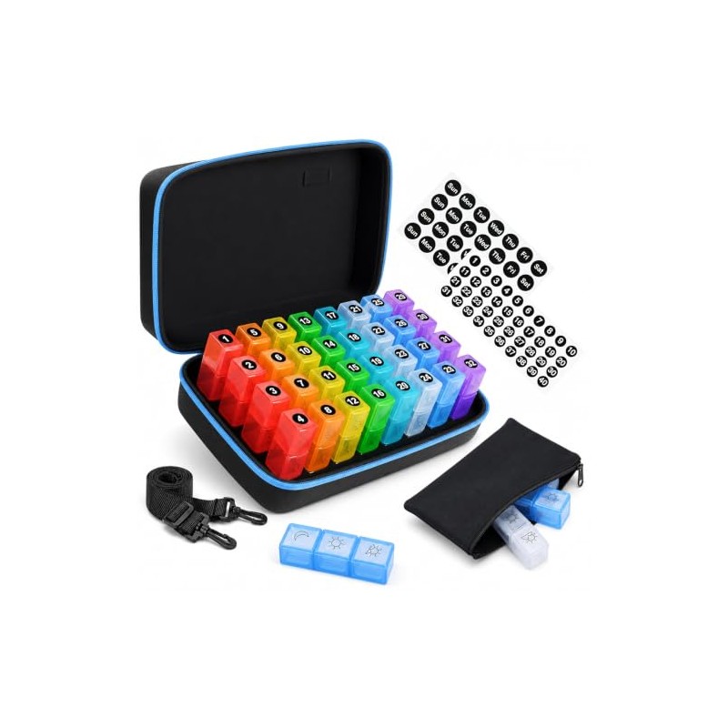 Monthly Pill Box Organiser 3 Times a Day with Hard