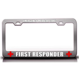 Custom Brother - Emergency Medical Care First Responder Paramedics Metal Car SUV Truck License Plate Frame Ch i77