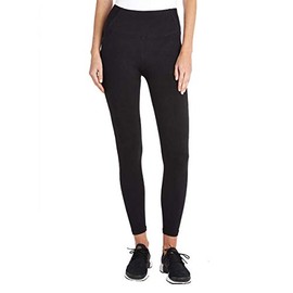 Danskin Women's Active High Waist Space Dye Legging, Black Salt, Large