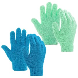 2 Pairs Microfibre Dust Gloves, Car Dusting Cleaning Glove, Washable Coral Fleece Gloves for Kitchen, Home, Blinds, Lamps, Furniture and Hard to Reach Corner Gaps