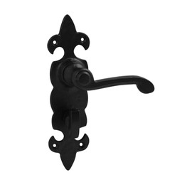 VIBE Fleur de LYS Lever Bathroom on Black Antique Door Handle Fleur de LYS Lever Bathroom on Black Antique for Internal Doors