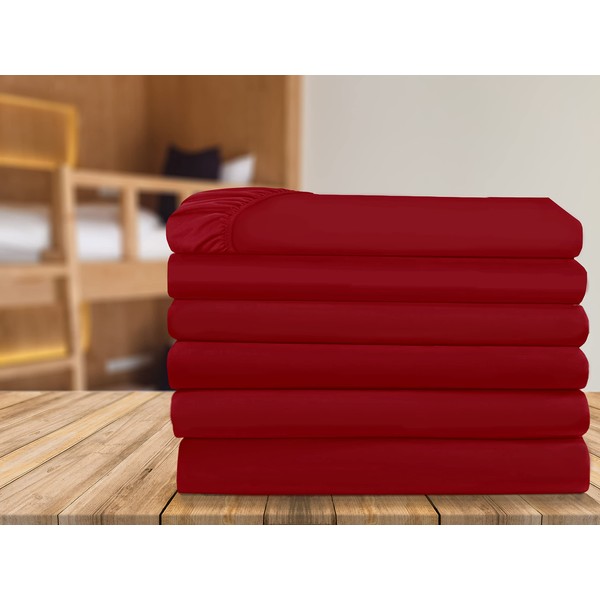 Elegant Comfort 6-Pack Fitted Bottom Sheets 1500 Thread Count Premium Hotel Quality, Deep Pocket, Wrinkle-Free, Stain and Fade Resistant, 6PACK Fitted Sheet, Twin/Twin XL, Burgundy