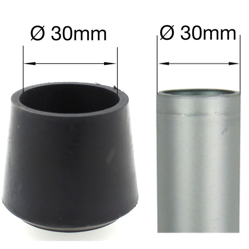 30mm Multi Purpose Black Rubber Ferrules for Furniture Tables and