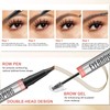 2-in-1 Dual-Ended Microblading Eyebrow Pencil with Brow Gel, Waterproof 4-Fork-Tip