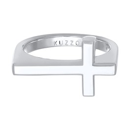 Kuzzoi 0603390722 Men's Ring with Cross Design Polished Unique Cross Ring (13 mm) for Men 925 Sterling Silver Ring with Faith Symbol Ring Size 60-66, Sterling Silver, No Gemstone