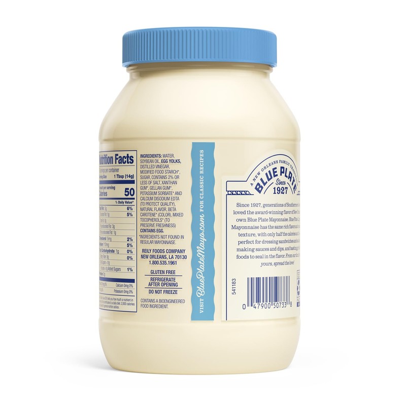 Blue Plate Light Mayonnaise, 30 Fl Oz Jar (Pack of