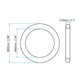 PATIKIL Nitrile Rubber O-Rings 65 mm AD 60 mm ID 2.65 mm Width Metric Seal for Tap Plumbing Car Repair Black Pack of 20