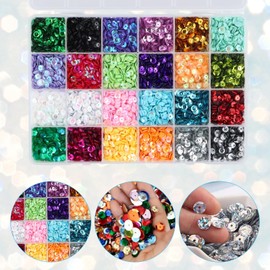 Gudalea 24 Colours Sequins for Crafting, 5mm Coloured Plastic Sequins, Sequin Crafting Material with Storage Box for Jewellery Making, Sewing, Festive Decorations, Clothing Decorations