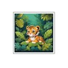 Jungle Tiger Wall Decal Sticker, 8" Tropical Leaves Design, Kids