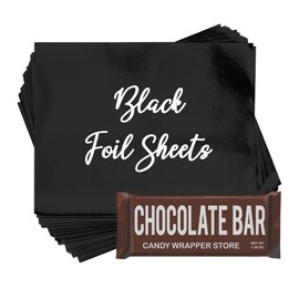 Black Shiny Candy Bar Wrapper Foil Sheets for over wrapping Chocolate Bars - 40 Sheets