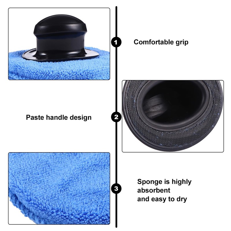 Garneck 7pcs Car Wax Applicator Pads Kit with 1pcs Handle