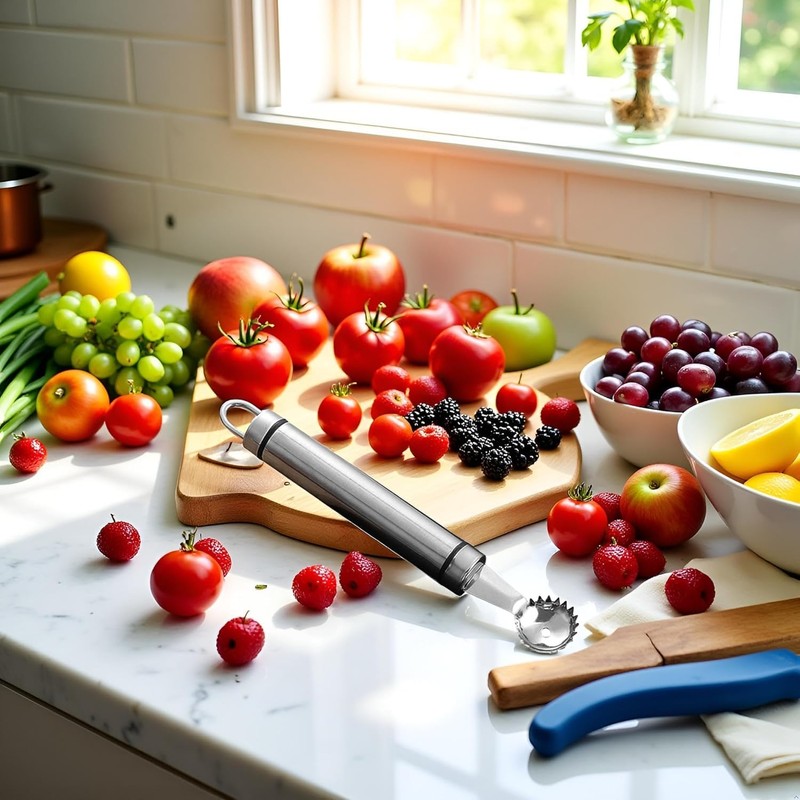 Stainless Steel Strawberry Huller and Tomato Stem Corer Tool Multi-Function