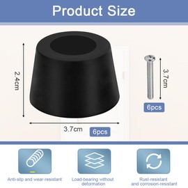 STCRERAG 6 Pcs Rubber Door Stops, 38 mm Wall Floor Mounted Rubber Door Stopper Black Wall Protectors with Screws for Homes Offices Schools