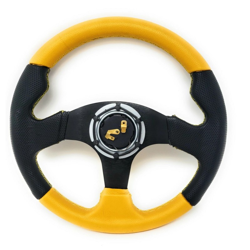 Forestcart 12.5" Steering Wheel w/ Horn Yellow 6 Hole,EZGO Club