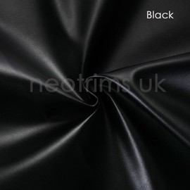 Faux Leather Fabric Smooth Vinyl Leatherette Light Upholstery Crafts Material,16 Colours,Durable & Tough Luxurious Nappa,Neotrims UK. Black, 1 Meter
