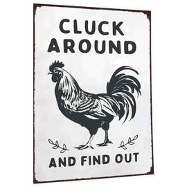 VIVENBOPTI Funny Chicken Cluck Around and Find Out Tin Sign for Home Farmhouse Kitchen Garden Decor Signs Metal Tin Sign 8x12 Inch