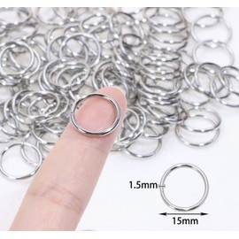 Shapenty Stainless Steel Open Jump Rings Connector Thick Split Rings for Keychain Necklace Bracelet Earring Pendant Jewelry Finding Making Charm Crafting, 120PCS (1.5x15mm)