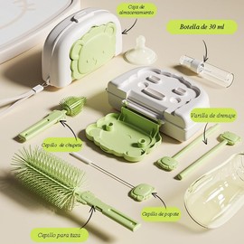 GeorgeX Cepillo para Botellas, Kit de Cepillo para Lavar Biberones 6 en 1, Cepillo para Lavar Biberones Portátil Adecuado para Viaje