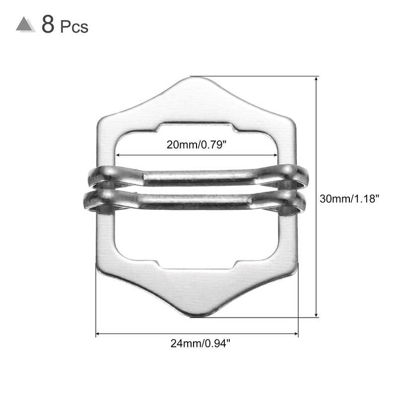sourcing map 8Pcs Metal Adjuster Slide Buckles, 30mm Webbing Strap