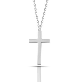 Cross Necklace for Women - 925 Sterling Silver and 14K Gold Plated Cross Pendant for Women, Delicate Christian Jewelry, Perfect for Everyday Wear (STERLING SILVER)