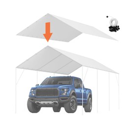 VEVOR 10x20' Canopy Replacement Cover Heavy Duty, Carport Garage Top Tent Shelter Tarp Waterproof & UV Protected, Easy Installation with 40 Free Ball Bungeess(Only Cover, Frame Not Include)