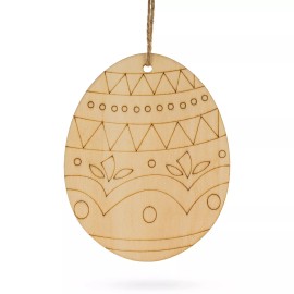 BESTPYSANKY Set of 3 Easter Egg Unfinished Wooden Ornament 4.3 Inches