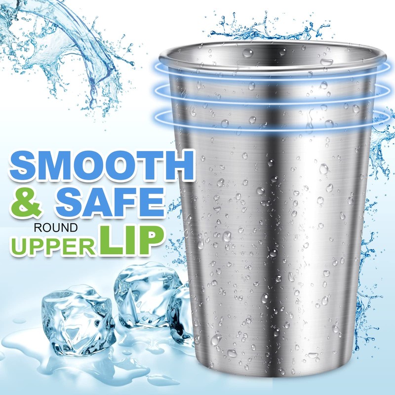 Honeydak 12 Pack Stainless Steel Cups 16 oz Metal Camping