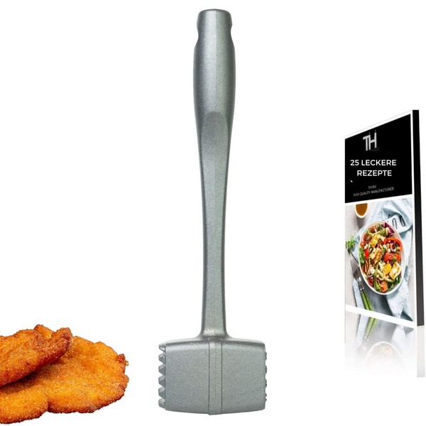 Thiru Premium Meat Tenderiser - Meat Hammer for Cutlets, Chops, Steak - Hammer Head with Two Beating Surfaces - Gentle on Meat - Includes E-Book with 25 Recipes - Made in Germany