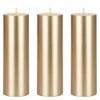 Mega Candles 3 pcs Unscented Solid Gold Pillar Candles, Hand