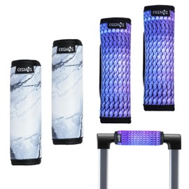 Cosmos 4 Pcs Luggage Handle Wraps Soft Neoprene Grip Handle Cover Detachable Luggage Identifier for Luggage Suitcase Travel Bag Trolley Case Travel Accessories (Pattern - 2 Scales + 2 Marble)